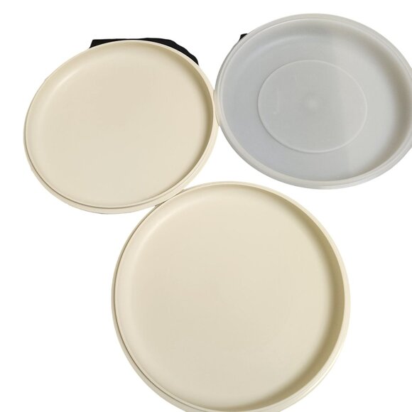 Set Of 3 Tupperware Round Plastic Lids For Storage & Organization - Picture 1 of 2